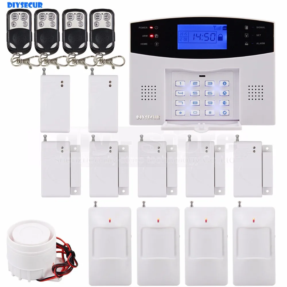 DIYSECUR GSM мобильный SIM домашняя охранная сигнализация система зазор/PIR/стекло