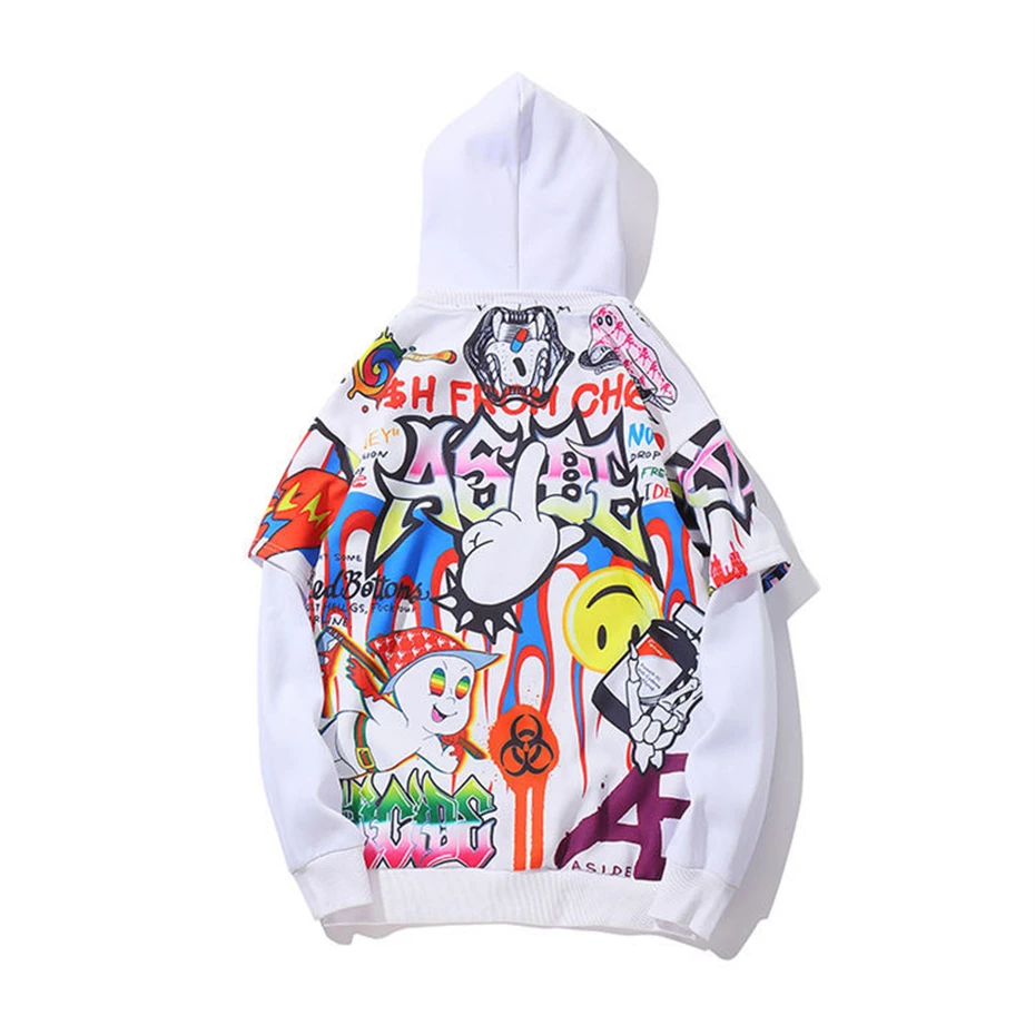 Hip Hop Hoodies Men Women Autumn Winter Letter Graffiti Printed Pullover Hoodie Male Fashion Streetwear Sweatshirts WG343