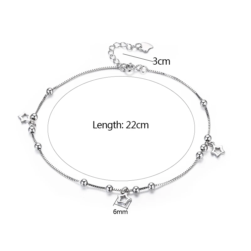 Женский браслет на ногу со звездами из серебра 925 пробы|foot jewelry anklets|anklets for womenjewelry