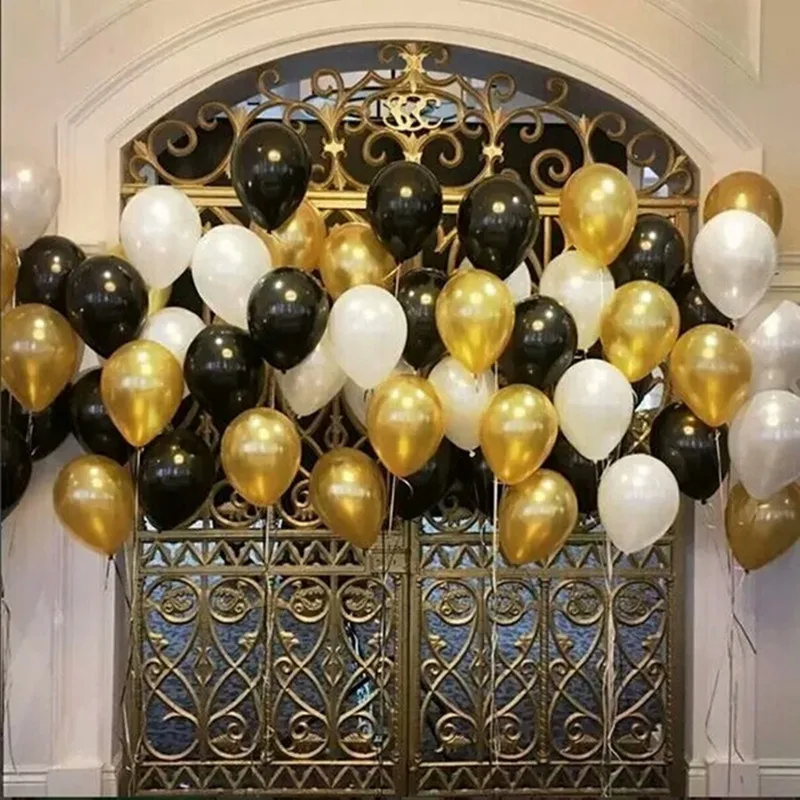 

30pcs/lot 10inch 1.5g Gold Black Silver Latex Helium Balloons Wedding Birthday Baby Shower Party Decor Supplies Kids Toy globos