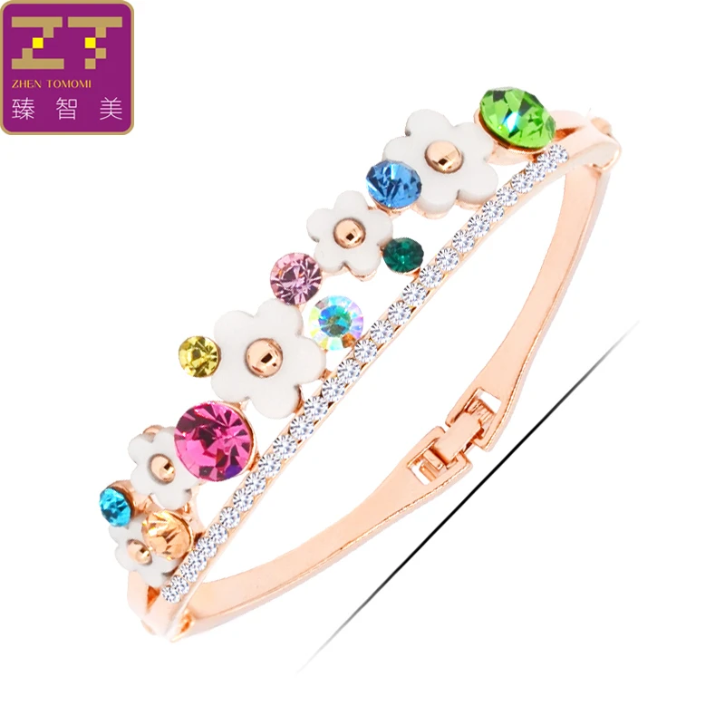 Zhen Tomomi Gift Cute Sweet Generous Chic Small Flower Exquisite Minimalism Fashion Style Crystal Women Bracelets And Bangles | Украшения и