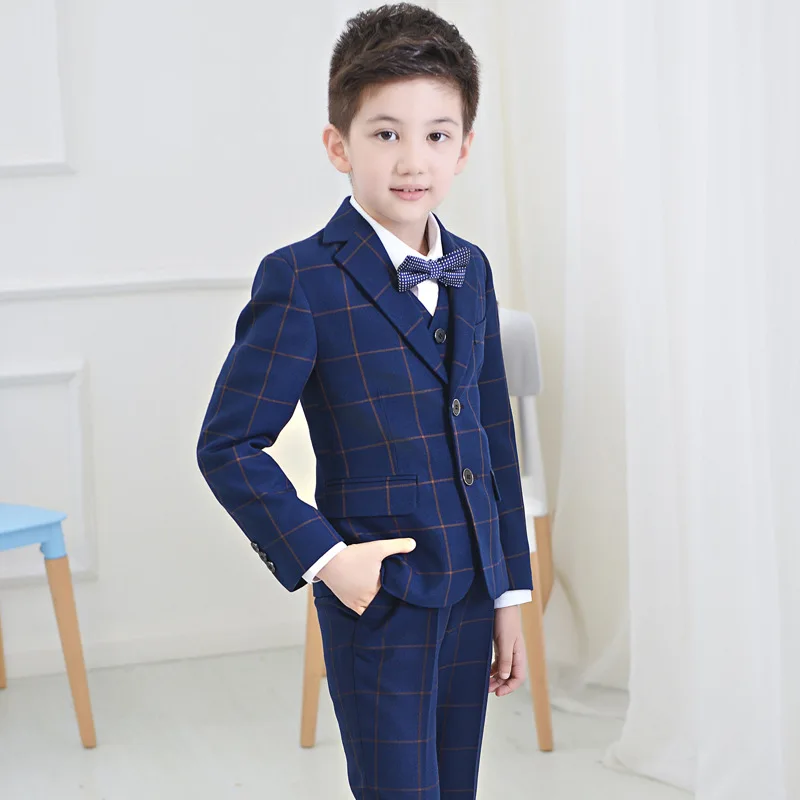2018 Children Suit Baby Boys Suits Kids Blazer Formal For Weddings Clothes Set Jackets+Shirt+Pants 4pcs 4-14Y |