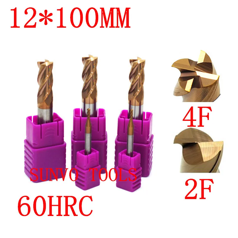 Концевая фреза из карбида вольфрама 4F D12x100MM 12MM HRC45 HRC50 HRC55 алюминиевый Фрезерный