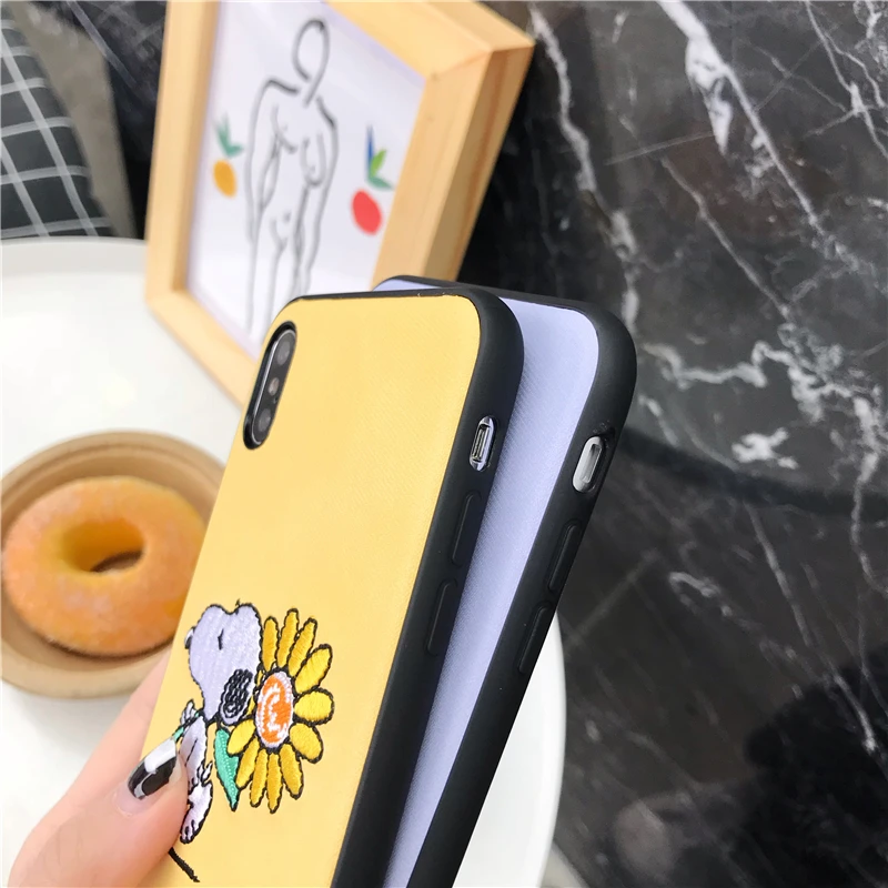 WTSZKL простая ткань вышивка Снупи шаблон чехол для телефона iPhone 6 6s 7 8 Plus X XS MAX
