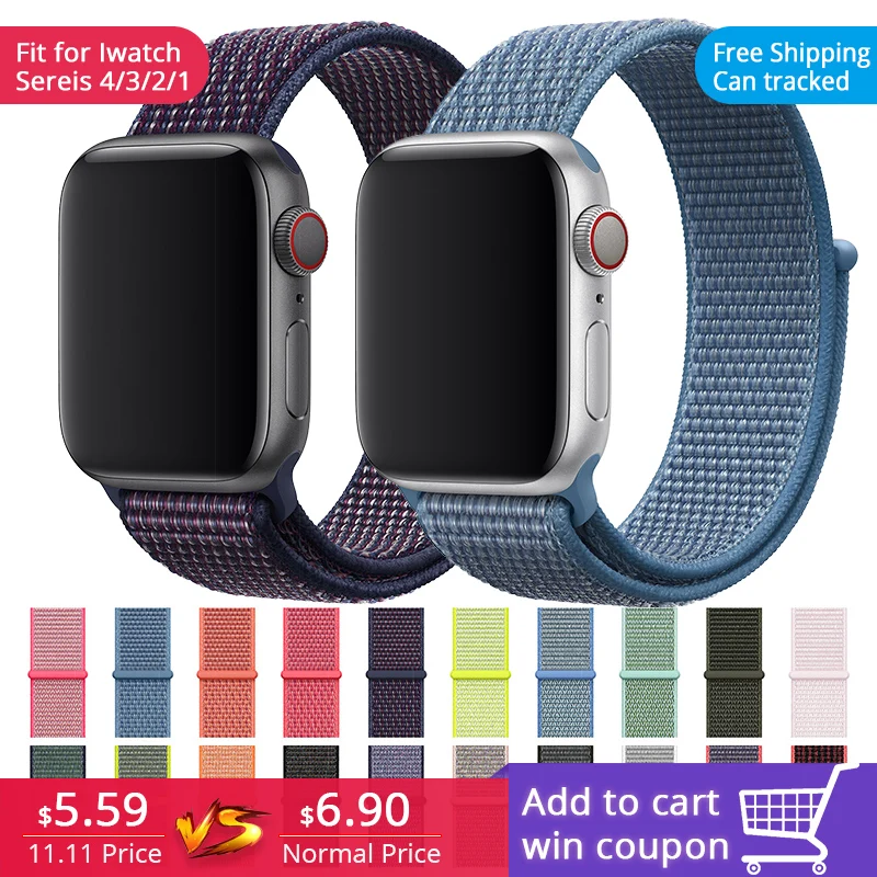 FOHUAS легкий дышащий нейлоновый спортивный ремешок 44 мм для Apple Watch серии 5 2 1 42 мм 38 мм для iWatch ремешок для часов Sport Loop