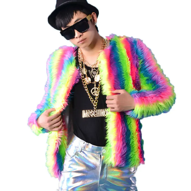 

Male Women Men Faux Fur Winter Warm Thicken Coats Outerwear Overcoat Slim Multicolor Jackets