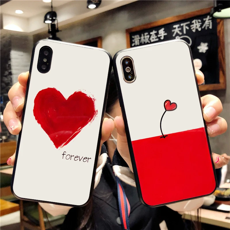 KISSCASE сердце закаленное стекло чехол для iPhone X XS 6 6s 7 8 Plus милый любовь прозрачный