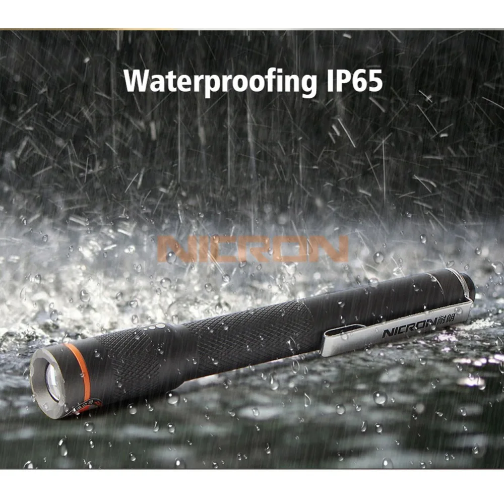NICRON мини фонарик 120LM 61 м дальность луча водонепроницаемый IP65 1 Вт 2xaaa цветная ручка