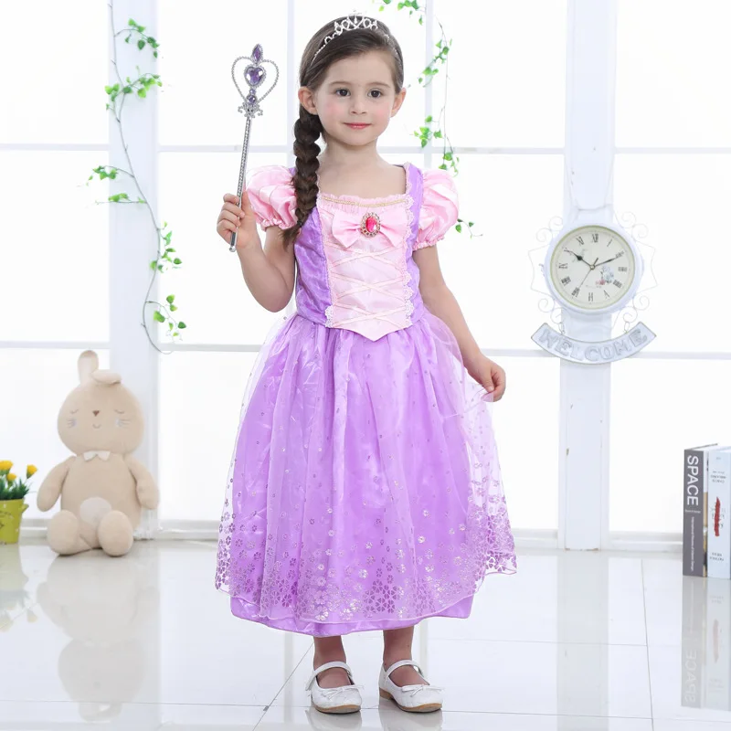 Детский карнавальный костюм принцессы с длинными волосами Платье Нарядное