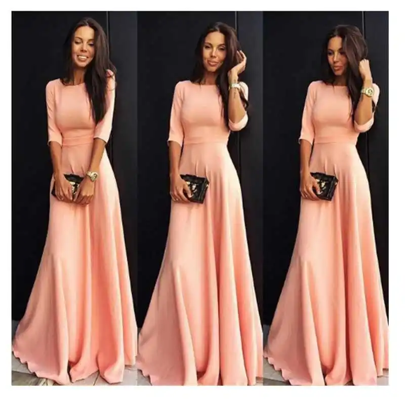2017 элегантный лето женщины макси dress новое прибытие о шеи половина рукава высокой