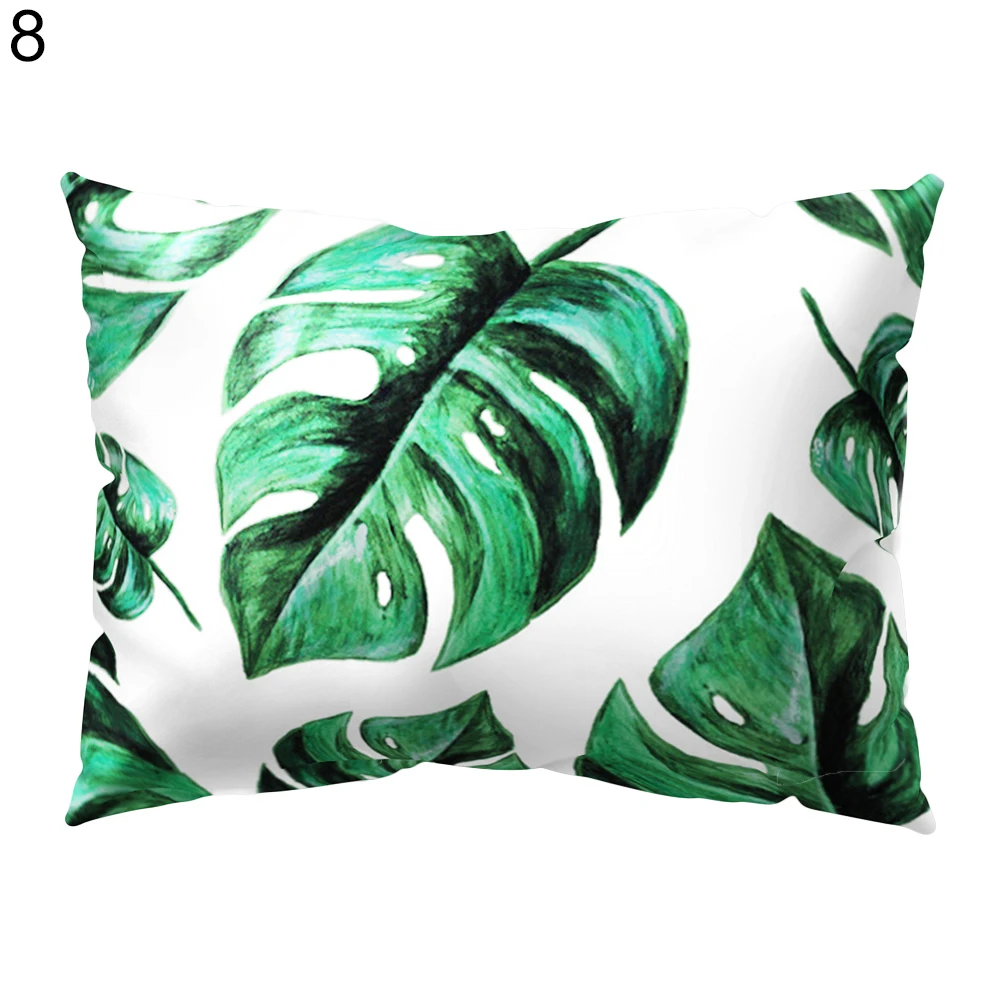 1 шт. тропический зеленый Подушка с принтами листьев крышка Прямоугольная