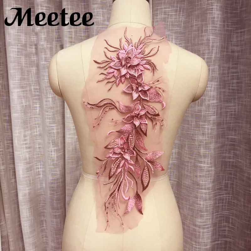 2Pcs Polyester Embroidery Wedding Dress Lace Applique Fabric Flower Trims Collar Neckline Sewing Supplies Crafts KY072 | Дом и сад