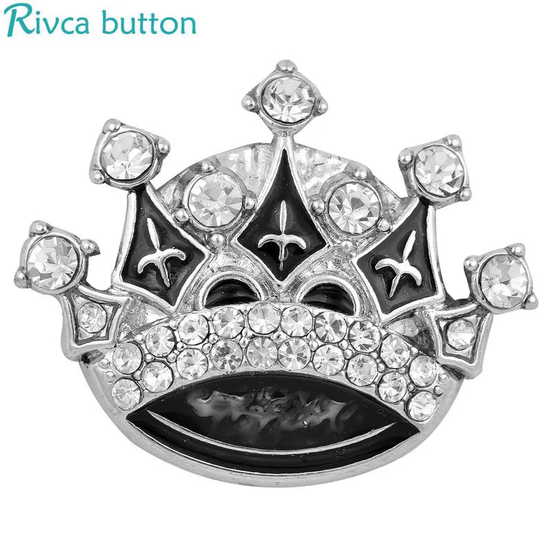 Rivca Snap Button Jewelry Newest DIY 18mm Mixcolour cross Crown Fit Charm leather alloy fashion Bracelet jewelery | Украшения и