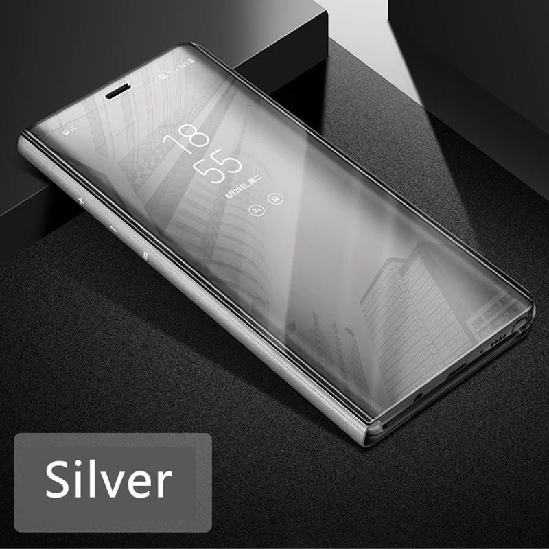 Silver Прозрачный зеркальный умный флип-чехол для huawei Y7 Y6 Prime Y5 Lite Y9 P30 Pro Lite P Smart Plus DUB-LX1 FIG DRA LX5 POT - Цвет: Silver