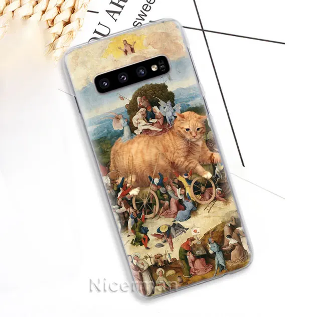 14 Чехол для телефона samsung Galaxy S10e S10 S8 S9 Plus S6 S7 Edge A40 A50 A70 M20, Забавный чехол с рисунком кота, красочная милая твердая обложка - Цвет: 14