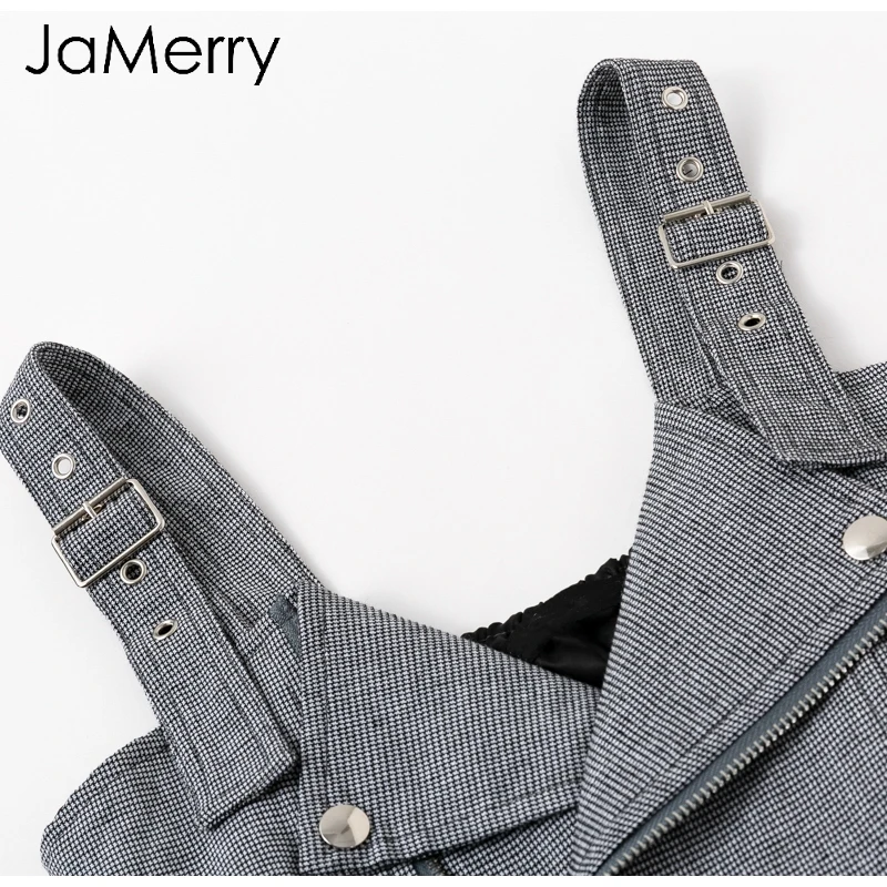 JaMerry сексуальное клетчатое модное короткое платье на бретелях женское мини с