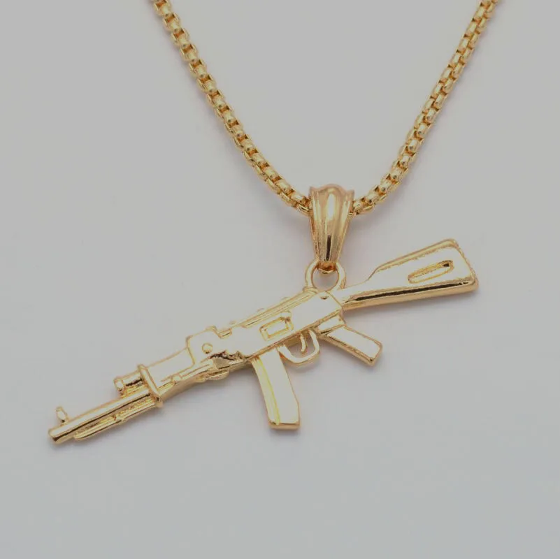 Europe and the United States jewelry punk hip-hop machine gun necklace personality creative men's submachine rifle pendant | Украшения