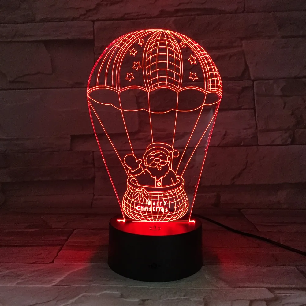 Санта Клаус в воздушном шаре 7 цветов лампа 3D светодиодные ночники для детей