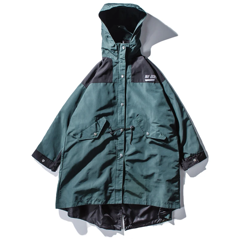 Aelfric Eden Color Block Patchwork Long Style Trench Fashion Windproof Jackets Hip Hop Overcoats Hooded Jacket Windbreaker ET25 | Мужская