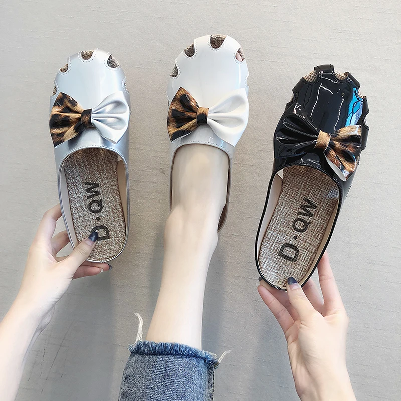 SAILING LU Silver Flat Slippers Women Mules Fashion Summer Shoes Woman Bow-knot Slides Slip On Ladies Casual Footwear XWT1863 | Обувь