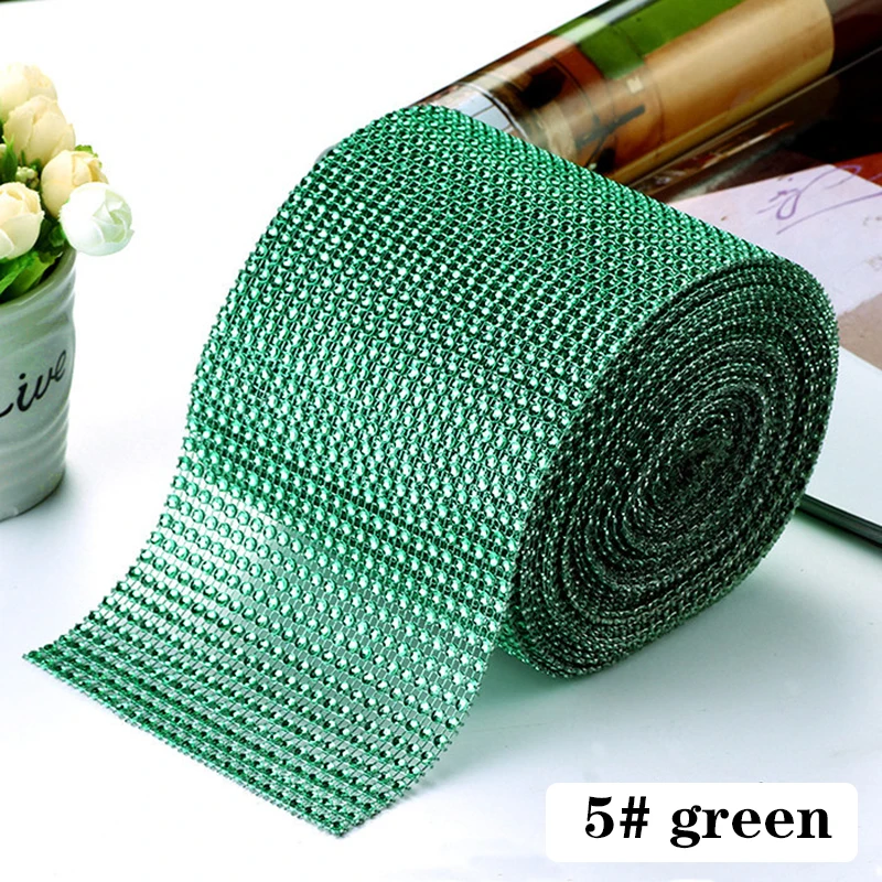 green 10 ярдов/рулонов, Блестящий тюль, ткань в рулонах, сетчатая отделка, блестящий бриллиантовый кристалл, тюль для вечерние, свадебные, сценические, домашнее платье, украшение своими руками - Цвет: green
