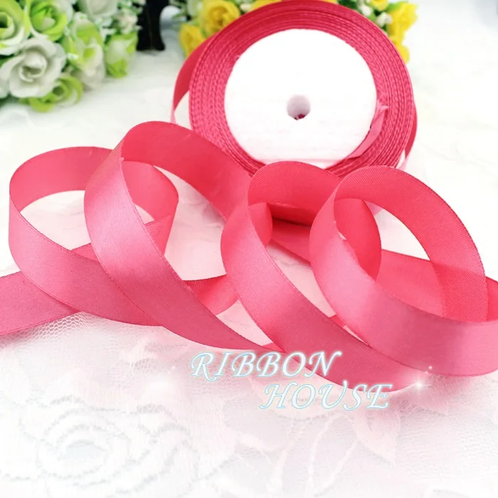Watermelon Red 25 ярдов/рулон) 3/"(20 мм) односторонняя Свадебная атласная лента украшение подарок рождественские ленты - Цвет: Watermelon Red
