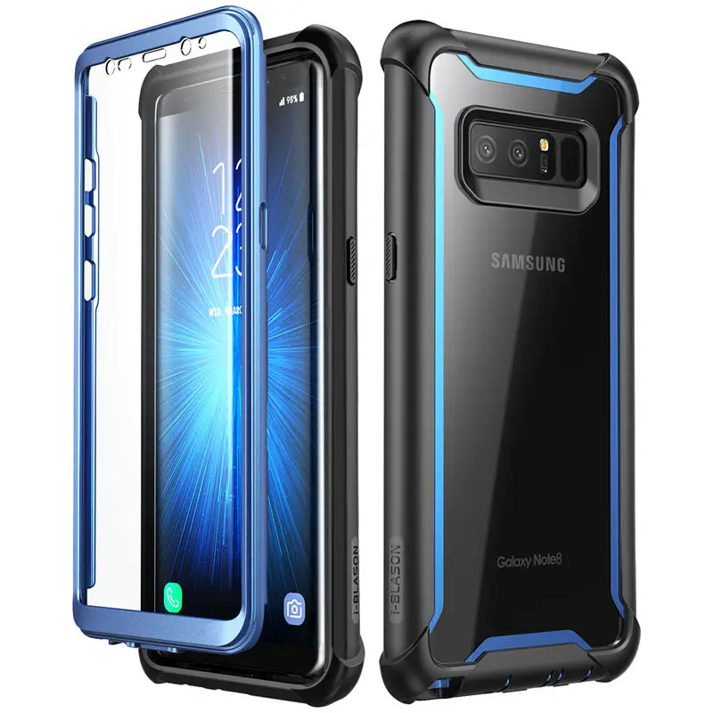 Для samsung Galaxy Note 8 чехол i-Blason Ares серия полный корпус Прочный Прозрачный Бампер чехол со встроенной защитной пленкой - Цвет: Blue