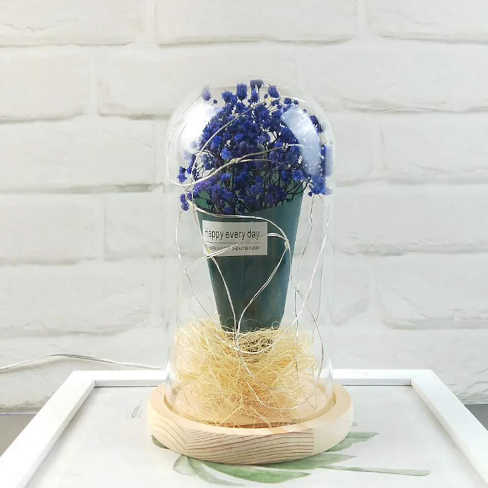 Вечный Романтический Gypsophila бутылка Украшение Моделирование осветить цветочный купол стеклянный микро пейзаж свадебный подарок на праздник