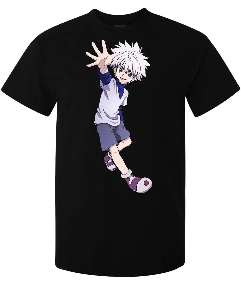 Hunter X аниме персонаж Killua Zoldyck Мужская футболка черная высокое качество летняя
