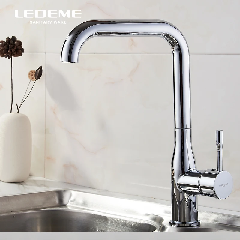 LEDEME хромированный смеситель для кухонной раковины с одной ручкой латунный кран