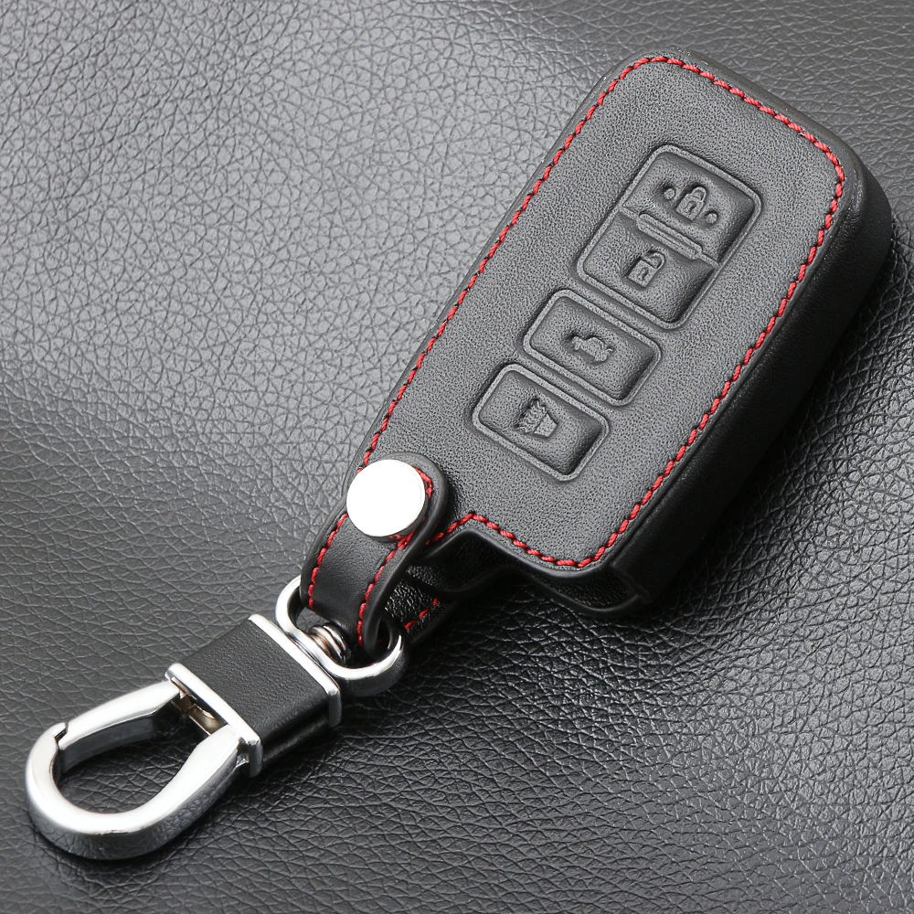 Чехол-держатель из натуральной кожи с 4 кнопками для ключей Toyota Highlander RAV4 Camry Avalon