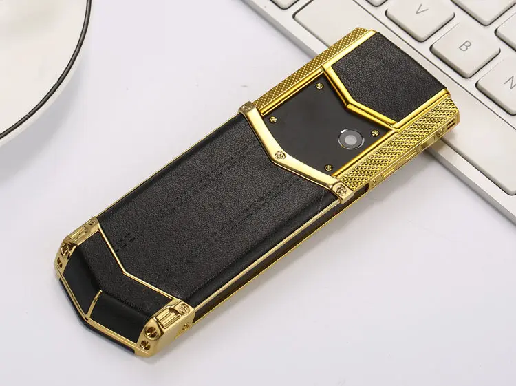 Роскошный Металлический + кожаный корпус Gsm Dual Sim Сотовые телефоны Bluetooth мобильный