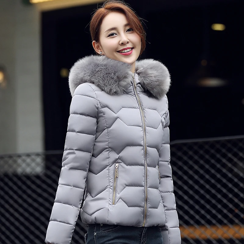 LUKAXSIKAX 2018 New Winter Women Thicken Warm Coat Korean Big Fur Collar Hooded Short Slim Down Jacket Casaco Feminino | Женская одежда