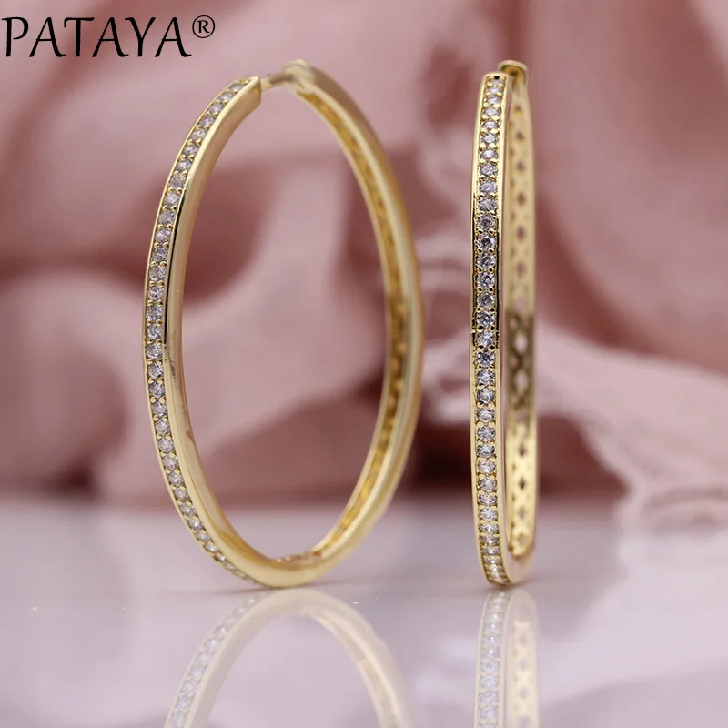 Серьги PATAYA женские большие круглые модные роскошные с отверстиями из розового