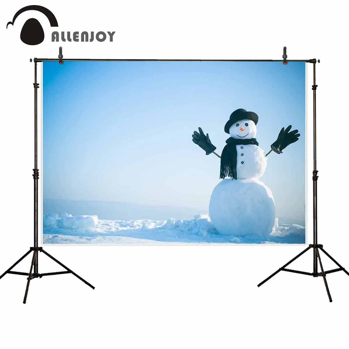 Фотофоны Allenjoy с изображением снеговика снега сцена черная шляпа шарф перчатки