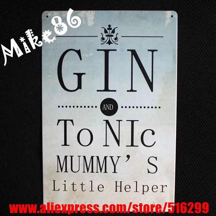 [Mike86] Gin and To Nic маленький помощник для мамы винтажный металлический оловянный знак