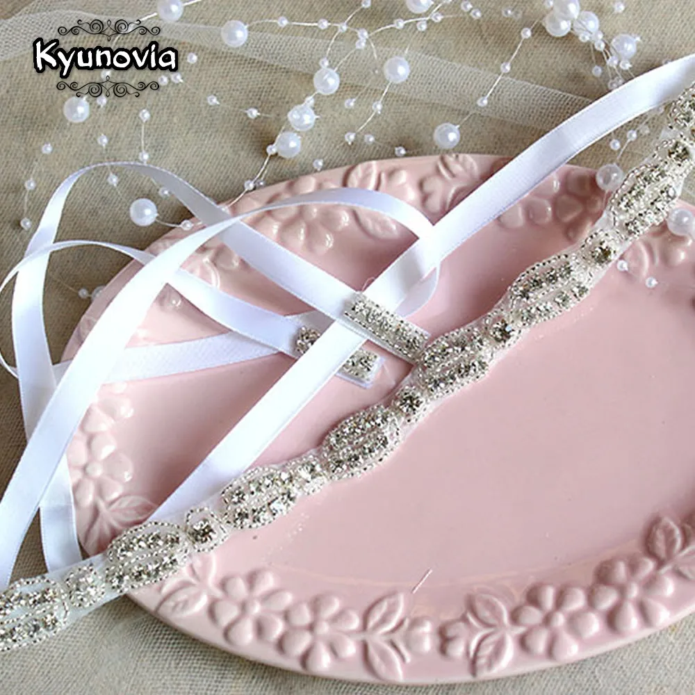 Ободок для волос Kyunovia из полиэстера с лентами и стразами вечерние свадебные