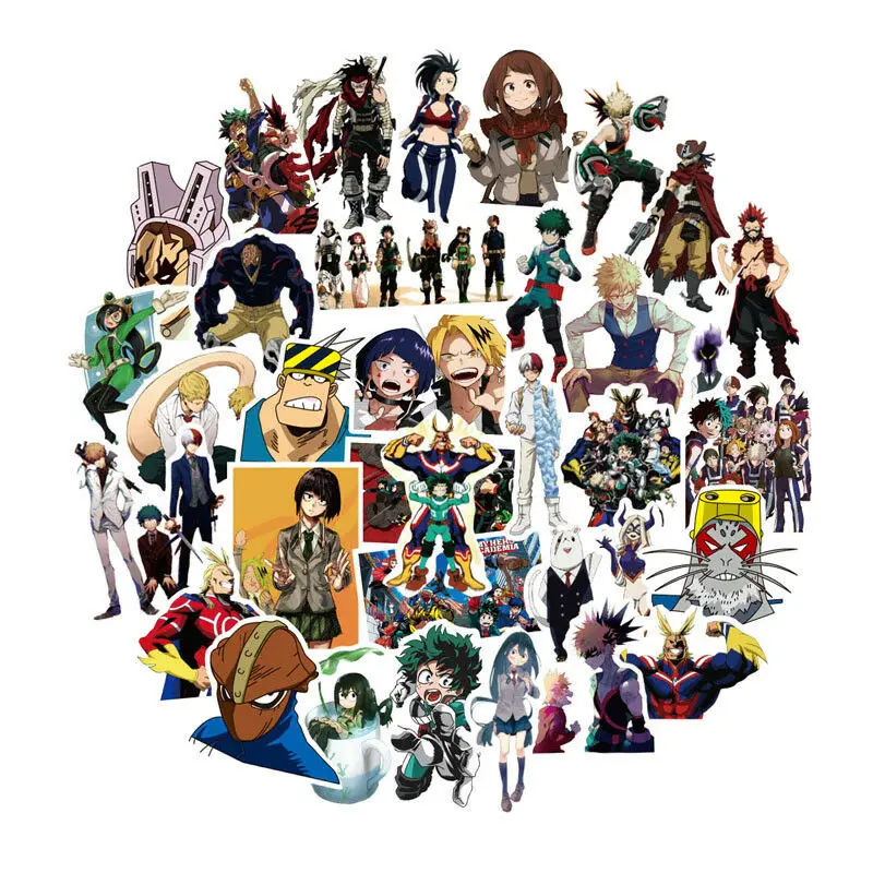 50 шт./компл. ПВХ клейкие наклейки My Boku No Hero Академия для ноутбука чемодана