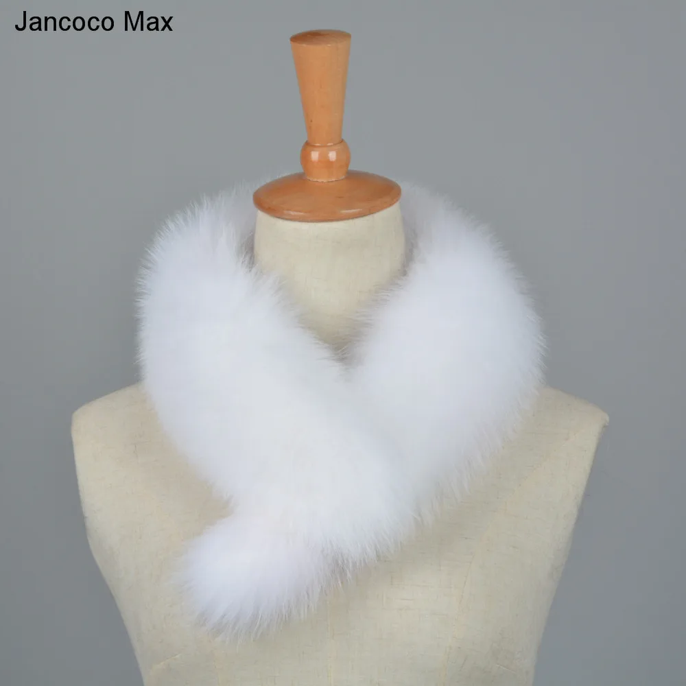 White Jancoco Max стиль Для женщин из натурального меха лисы шарф женские шляпки теплая зима ошейники для собак Одежда высшего качества модное кашне S7204 - Цвет: White