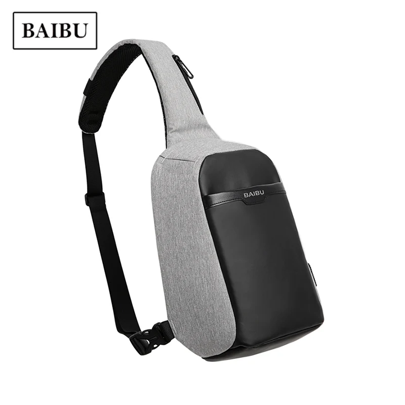 BAIBU Chest Bag New Korean Creative Fashion Shoulder Casual Men's Waterproof USB Charge Anti-theft Messenger Handbags | Багаж и сумки