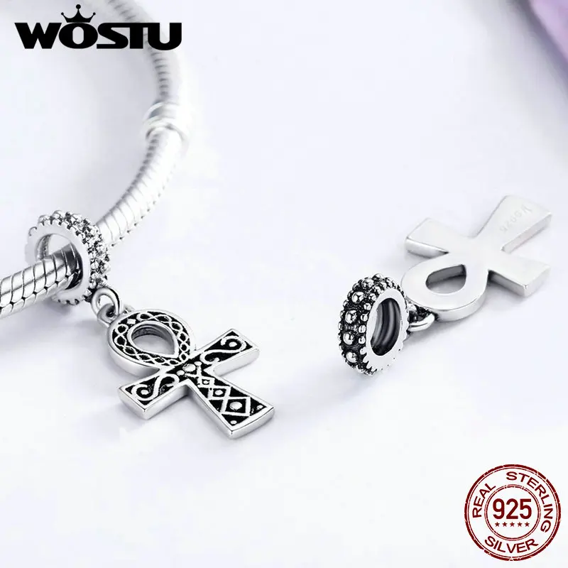WOSTU,, 925 пробы, серебряный, Anka, крест, бусины, висячие, подходят к оригиналу, WST, браслет, сделай сам, хорошее ювелирное изделие, подарок, FIC185