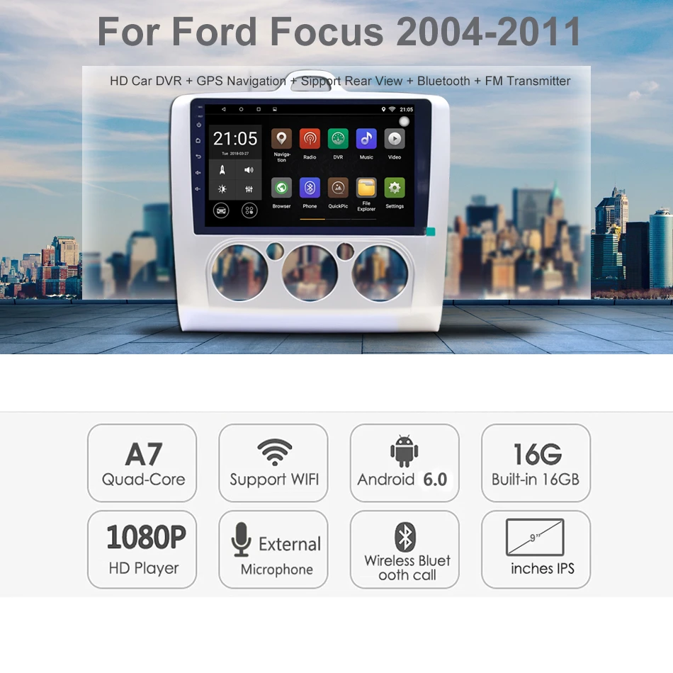 Автомагнитола 2 Din gps Android автомагнитола Центральная мультимедиа для Ford Focus 2004-2011 |