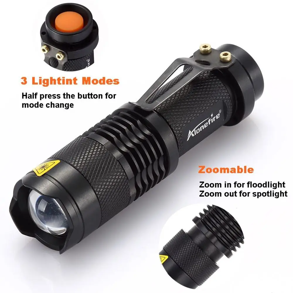AloneFire SK68 CREE xpe q5 светодиодный тактический фонарь с зумом для путешествий ночник