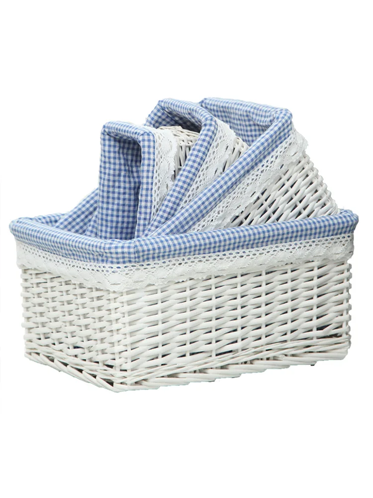 

2019 New Handiwork Weaving Storage Basket Sundries boxes Rattan Storage Box For Cosmetics Snacks Organizer Fruit Picnic Basket
