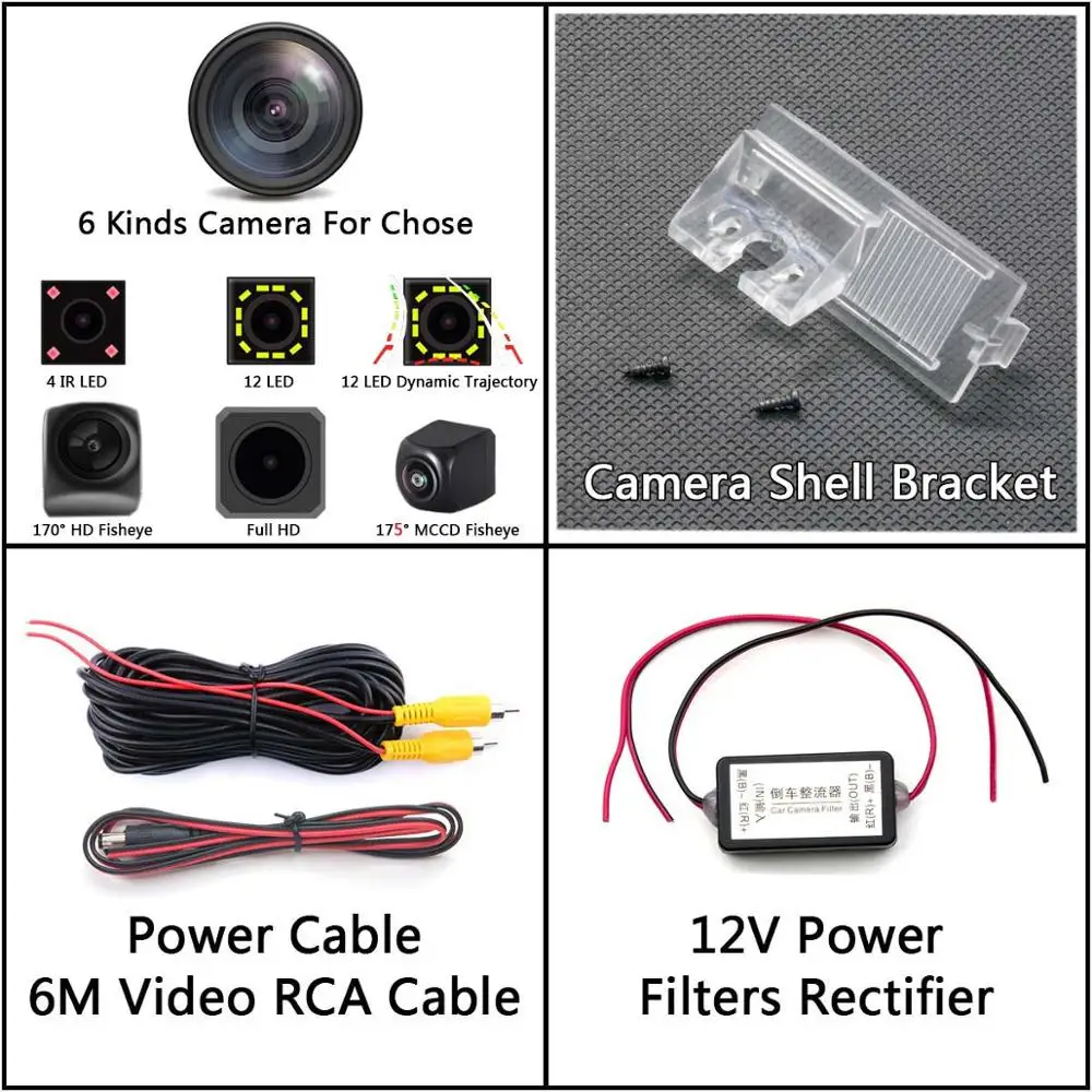 Camera n Filters Full HD 12LED динамическая траектория заднего вида камера для peugeot 301 308 405 508 C4 C5 3008 307 хэтчбек Citroen E-Elysee C-Quatre - Название цвета: Camera n Filters
