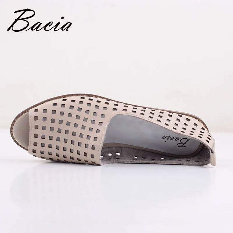 Bacia/Новые повседневные туфли из мягкой кожи с открытым носком на плоской подошве