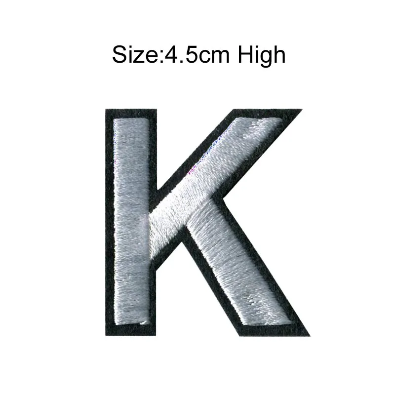 Aria K 1 шт. A-Z 0-9 белый Arial Английский алфавит буквы Смешанные Вышитые железные на нашивках пришить на сумку для одежды мешок брюки(45 мм высота - Цвет: Aria K