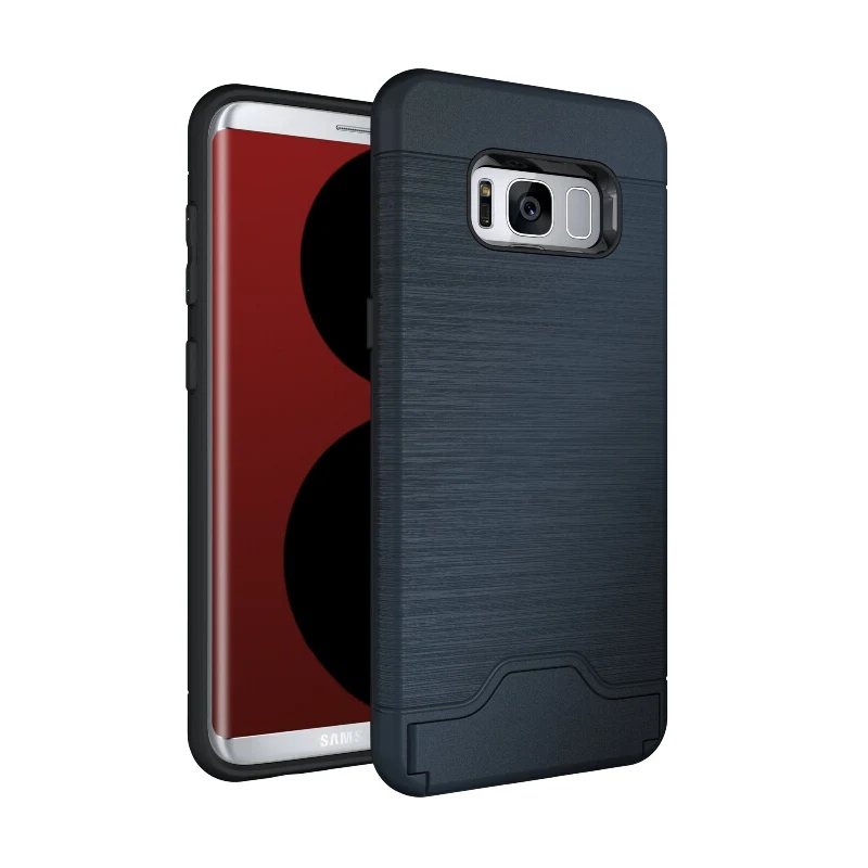 Phone case for Samsung galaxy S8 Plus Standing Hybrid TPU+PC Armor back cover with Shelf and Card pocket Case For Galaxy |