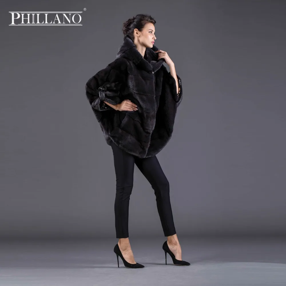 PHILLANO Новый Летучая Мышь Фасон Женская Куртка Меховая из Норки Шубы Из Меха