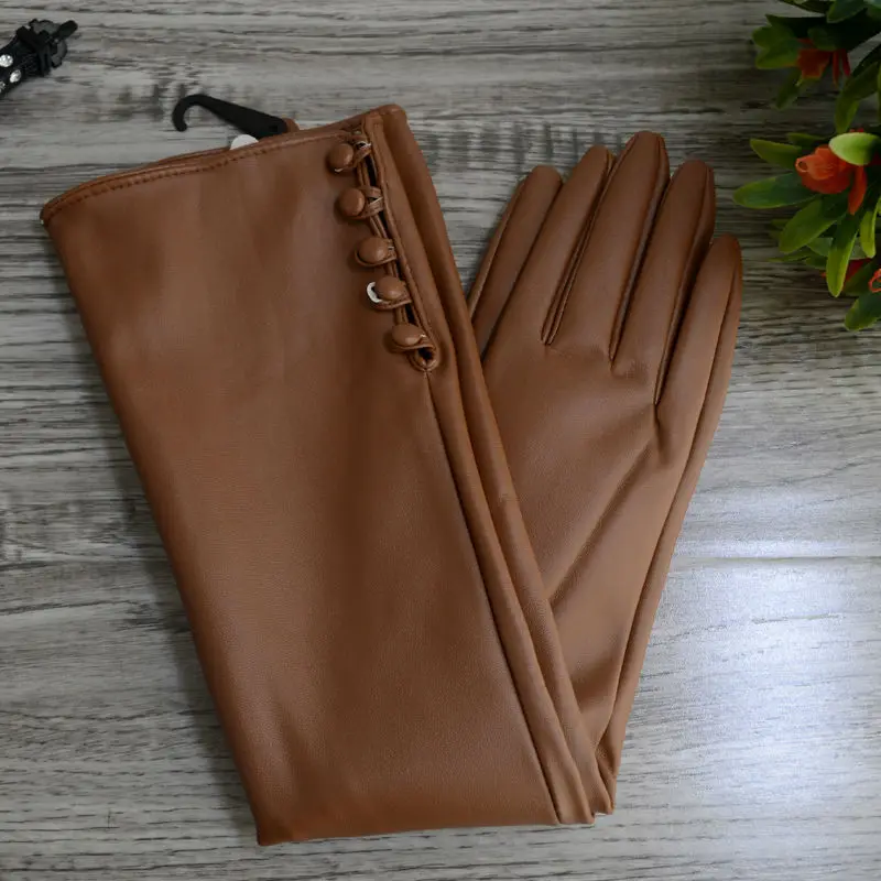 Модные женские перчатки 2019 красивые кожаные длинные для женщин модные Варежки